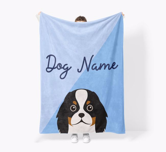 Peeking Name: Personalized {breedFullName} Premium Sherpa Fleece Blanket